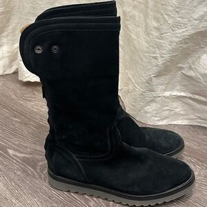 Aquatalia Paloma Black Suede Shearling Lined Snow Boots Italy Apres Ski Sz 11